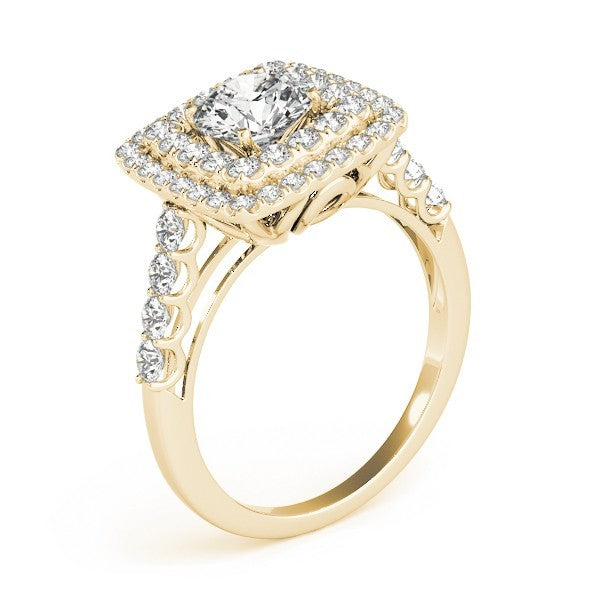3.00 Carat DE/VS Lab Grown Round Cut Diamond Halo Engagement Ring 18K White Gold