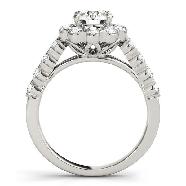 Lab Grown Round Diamond Halo Engagement Ring 18K Yellow Gold