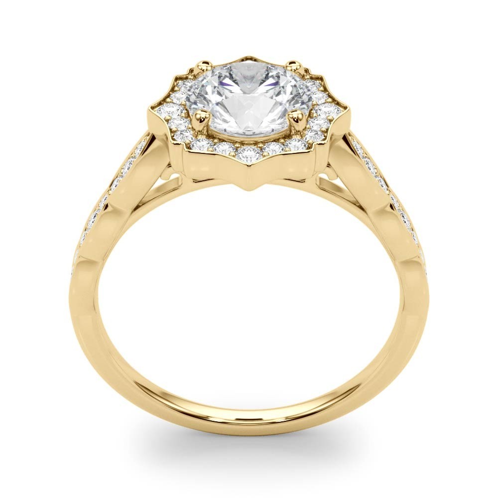 Lab Grown Round Diamond Halo Engagement Ring 18K White Gold