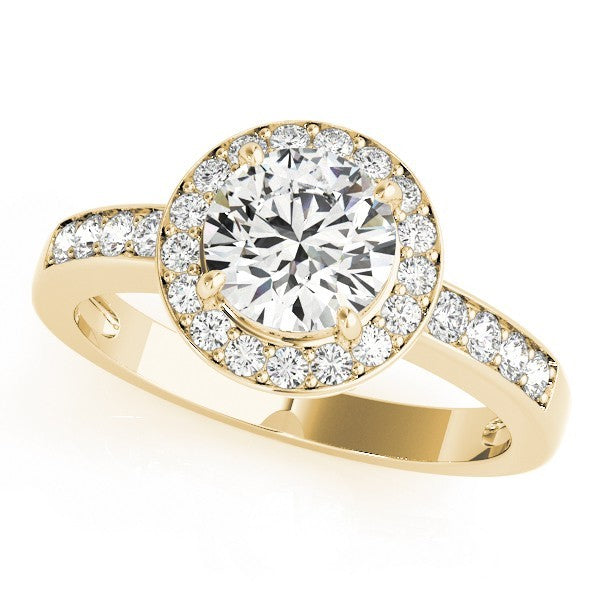 Lab Grown Round Diamond Halo Engagement Ring 18K White Gold