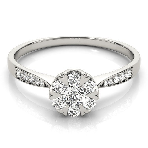 Lab Grown Round Diamond Halo Engagement Ring in Platinum