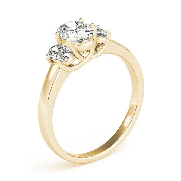 Lab Grown Oval Cut Diamond Trilogy Engagement Ring Platinum