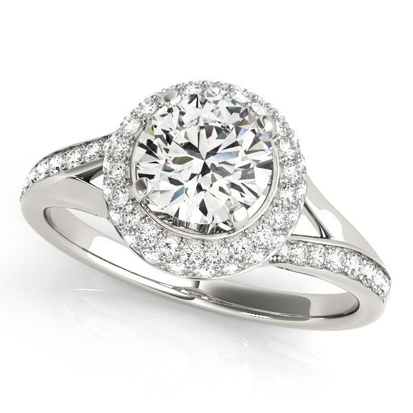 2.00Ct DE/VS Lab Grown Round Diamond Halo Engagement Ring 18K White Gold