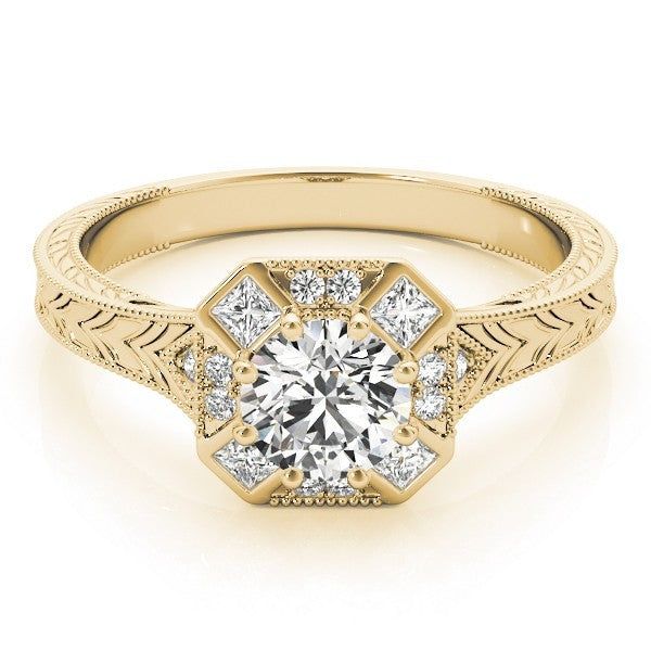 Lab Grown Round Diamond Halo Engagement Ring 18K White Gold