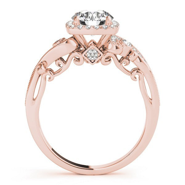 Lab Grown Round Diamond Halo Engagement Ring in 18K Rose Gold