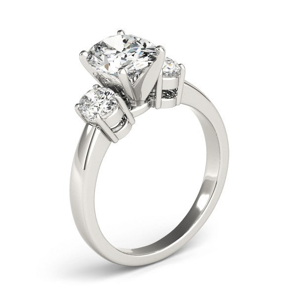 18k White gold Oval cut Trilogy Engagement Ring Ð 2Ct DE/VS Lab Grown Diamonds