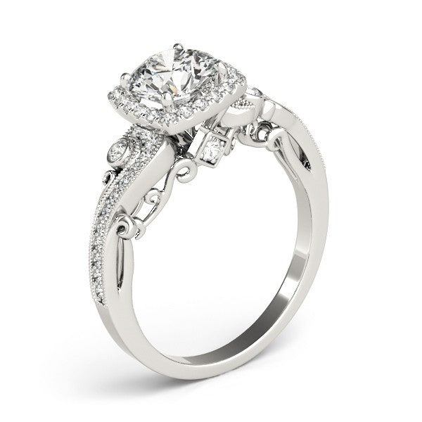 Lab Grown Round Diamond Halo Engagement Ring in 18K Rose Gold