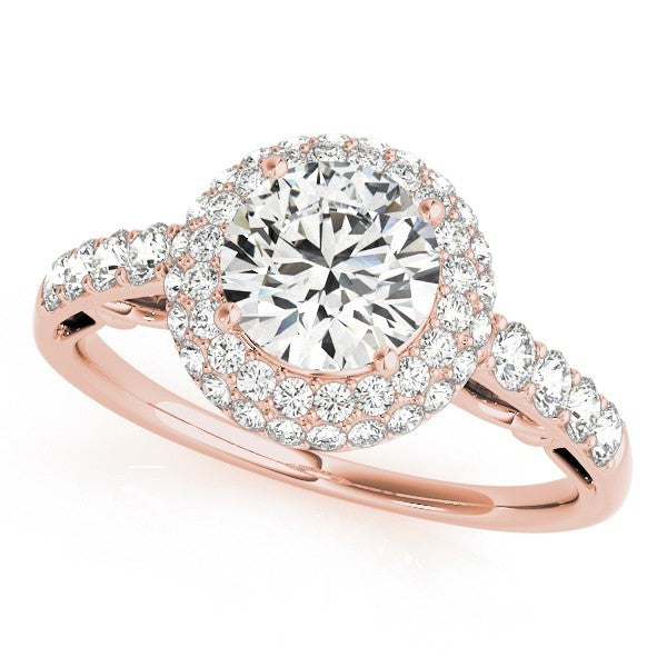 Lab Grown Round Diamond Halo Engagement Ring 18K Yellow Gold