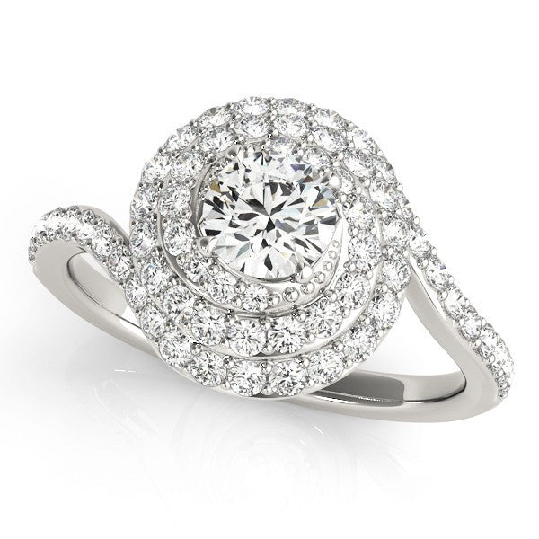 2.00 Carat DE/VS Lab Grown Round Cut Diamond Halo Engagement Ring 18K White Gold
