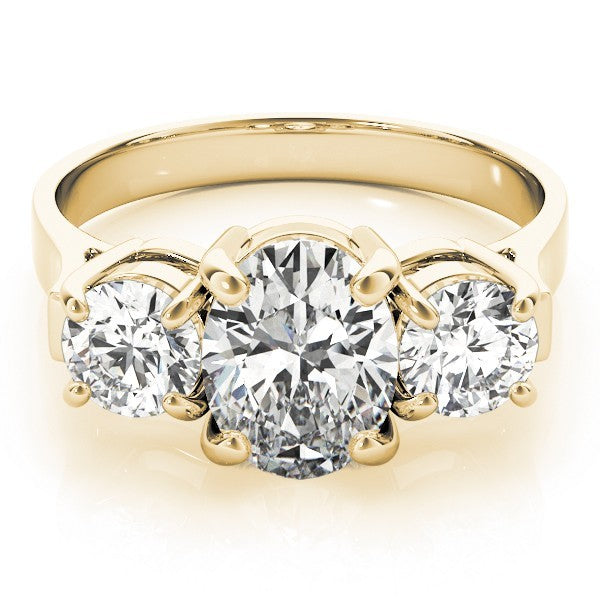18k yellow gold Oval cut Trilogy Engagement Ring Ð 2Ct DE/VS Lab Grown Diamonds