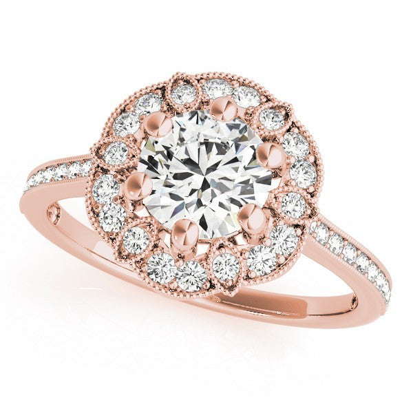 Lab Grown Round Diamond Halo Engagement Ring 18K White Gold
