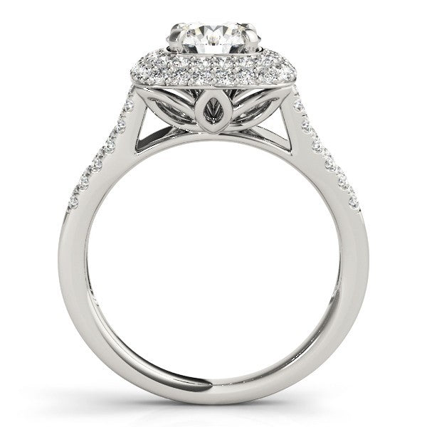 Lab Grown Round Diamond Halo Engagement Ring 18K Rose Gold