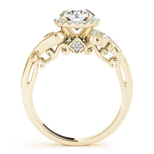 Lab Grown Round Diamond Halo Engagement Ring in 18K Rose Gold