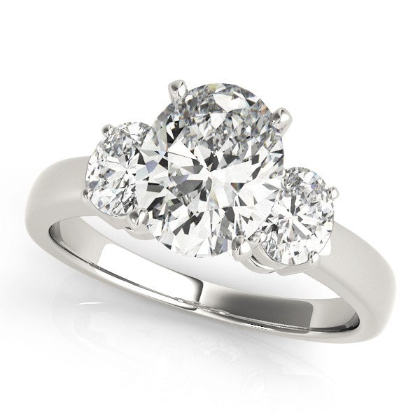 18k White gold Oval cut Trilogy Engagement Ring Ð 2Ct DE/VS Lab Grown Diamonds