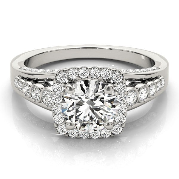 2.00 Ct DE/VS Lab Grown Round Diamond Halo Engagement Ring 18K White Gold