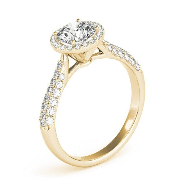 2.00Ct Lab Grown Round Diamond Halo Engagement Ring 18K Yellow Gold