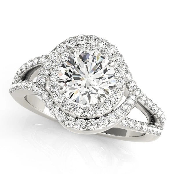 Lab Grown Round Cut DE/VS Diamond Halo Engagement Ring Gift For Her.