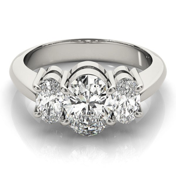 Lab-Grown Oval Diamond 3 Stone Engagement Ring Ð 18K Rose Gold