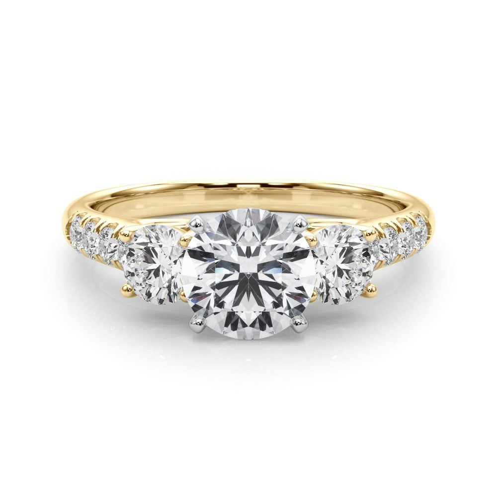Lab Grown Round Diamond 3 Stone Engagement Ring Platinum DE/VS 2CT