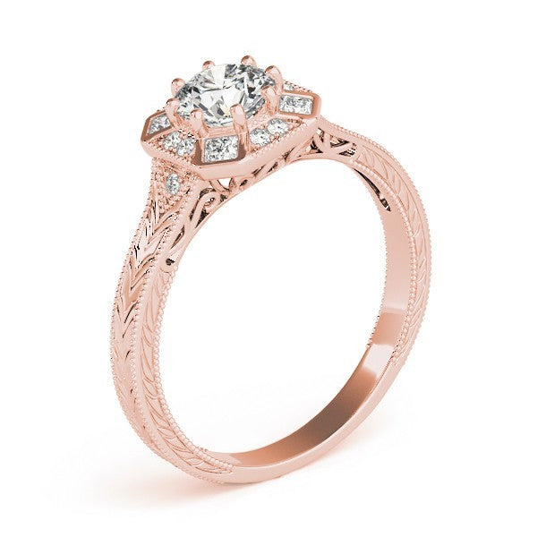 Lab Grown Round Diamond Halo Engagement Ring 18K White Gold