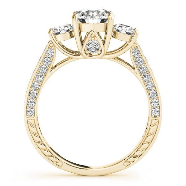 Lab Grown Round Diamond 3 Stone Engagement Ring Platinum