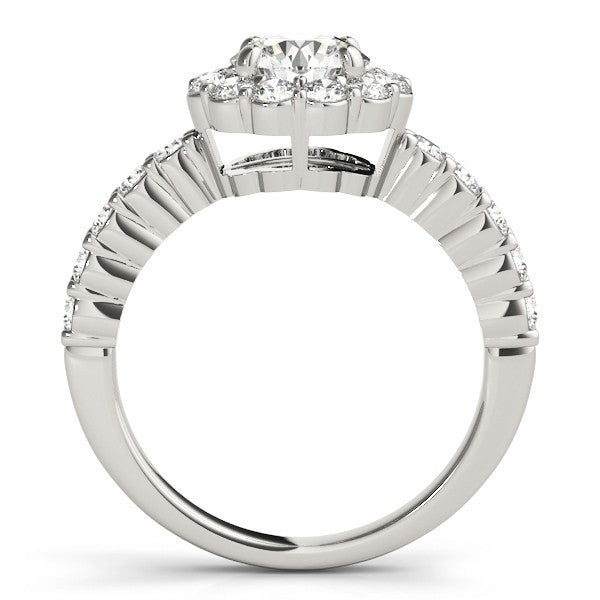 2.00Ct DE/VS Lab Grown Round Diamond Halo Engagement Ring 18K White Gold