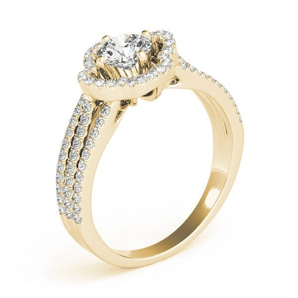 Lab Grown Round Diamond Halo Engagement Ring 18K White Gold
