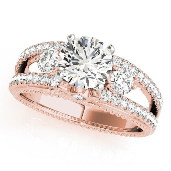 Lab Grown Round Diamond 3 Stone Engagement Ring In 950 Platinum DE/VS 2CT