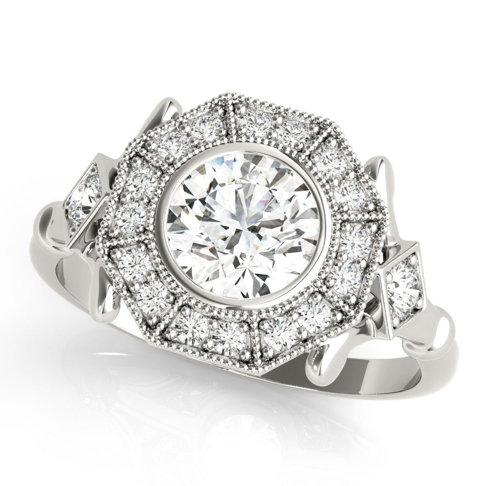 Lab-Grown Diamond Halo Engagement Ring in Platinum UK Hallmarked