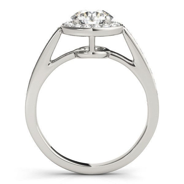 Lab Grown Round Diamond Halo Engagement Ring 18K Yellow Gold