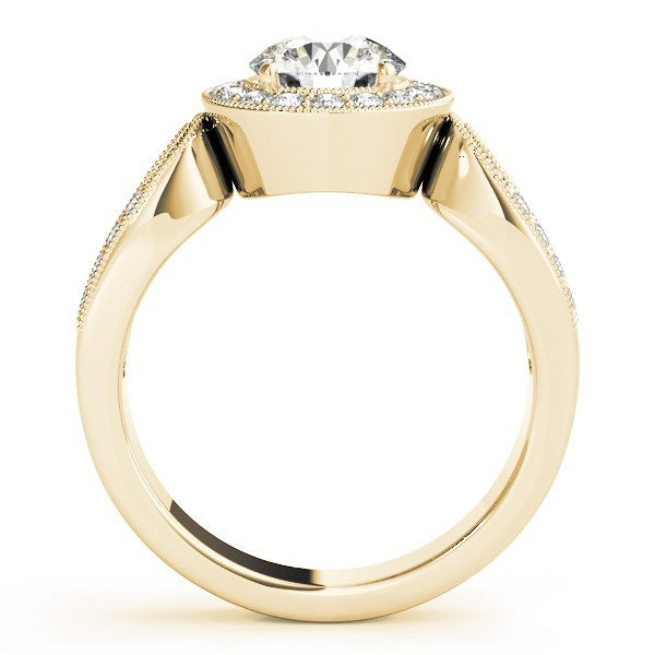 Lab Grown Round Diamond Halo Engagement Ring 18K White Gold