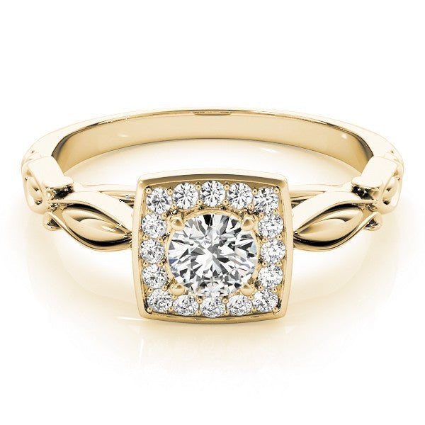 2.00Ct DE/VS Lab Grown Round Diamond Halo Engagement Ring 18K Yellow Gold