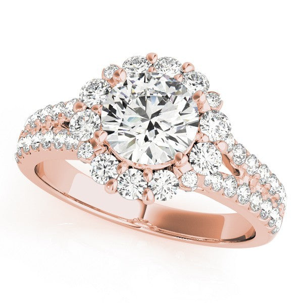 2.00Ct DE/VS Lab Grown Round Diamond Halo Engagement Ring 18K White Gold
