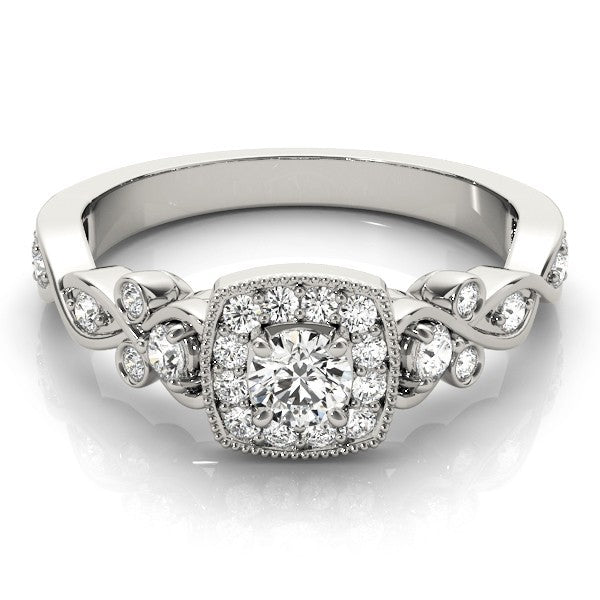 2.00Ct DE/VS Lab Grown Round Diamond Halo Engagement Ring 18K White Gold