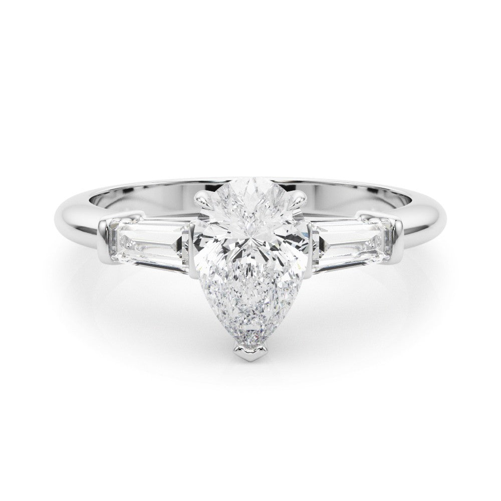 950 Platinum 2.00CT DE/VS Lab-Grown Pear Cut Diamond 3 Stone Engagement Ring