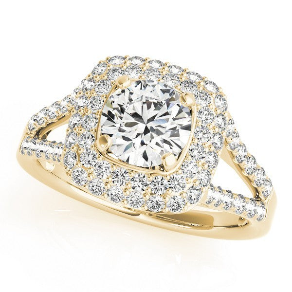 Lab Grown Round Diamond Halo Engagement Ring 18K Rose Gold