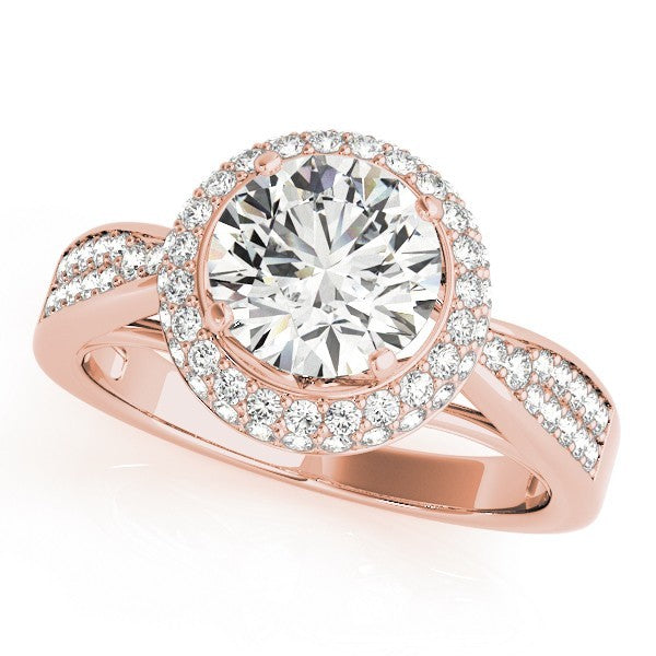 2.00 Ct Lab Grown Round Diamond Halo Engagement Ring 18K White Gold