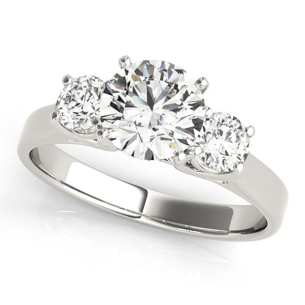 Lab Grown Round Diamond Three Stone Engagement Ring Platinum