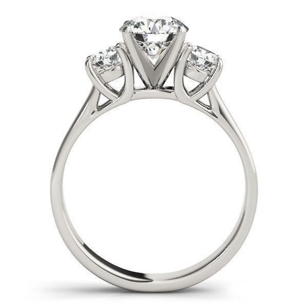 Lab Grown Round Diamond Three Stone Engagement Ring Platinum