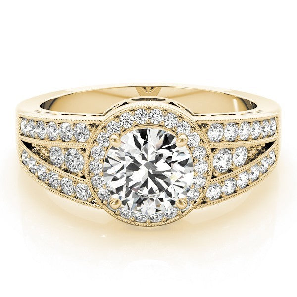 Lab Grown Round Diamond Halo Engagement Ring 18K White Gold