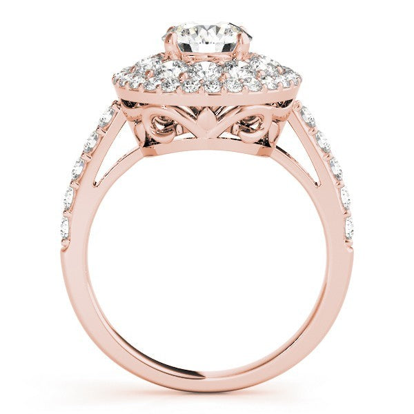 3.00 Carat Lab Grown Round Cut Diamond Halo Engagement Ring 18K White Gold