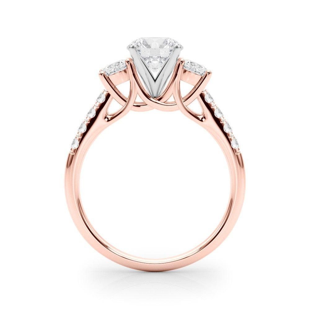 Lab Grown Round Diamond 3 Stone Engagement Ring Platinum DE/VS 2CT