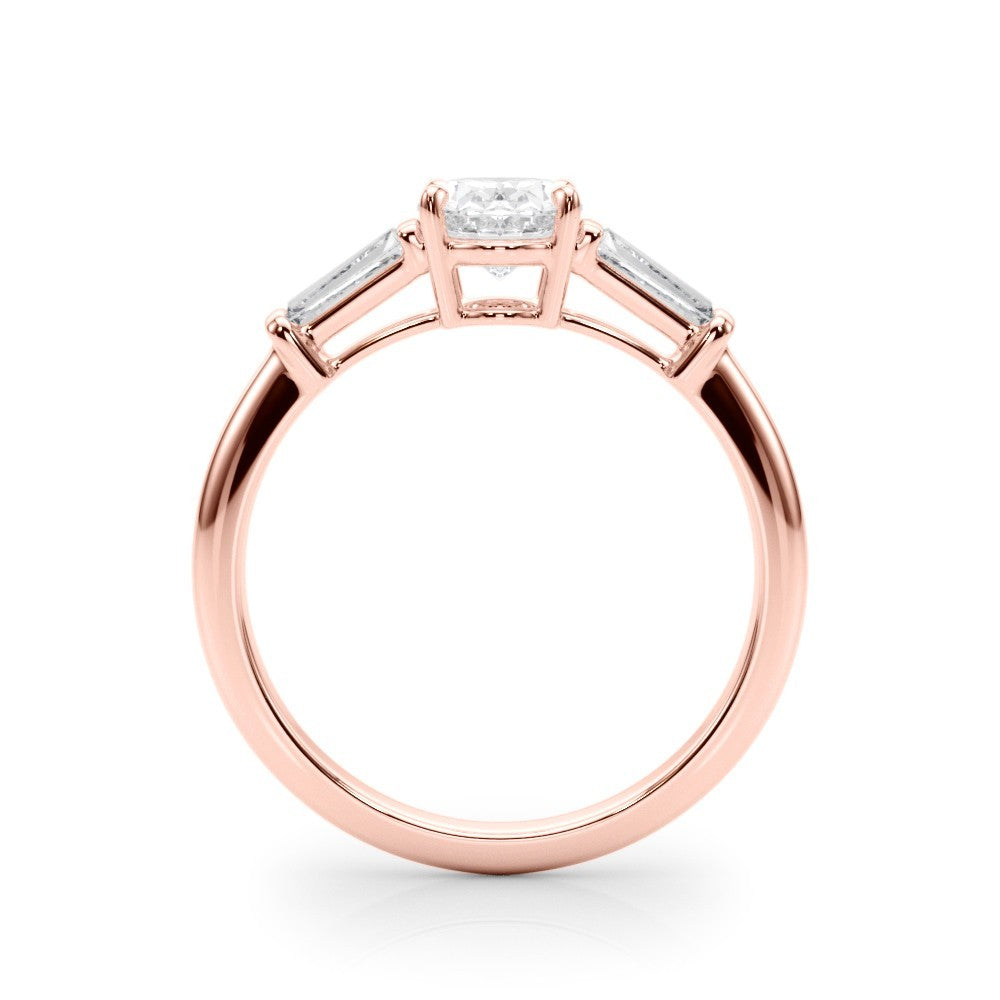 18K Yellow Gold 2CT DE/VS Lab-Grown Oval Diamond 3 Stone Engagement Ring