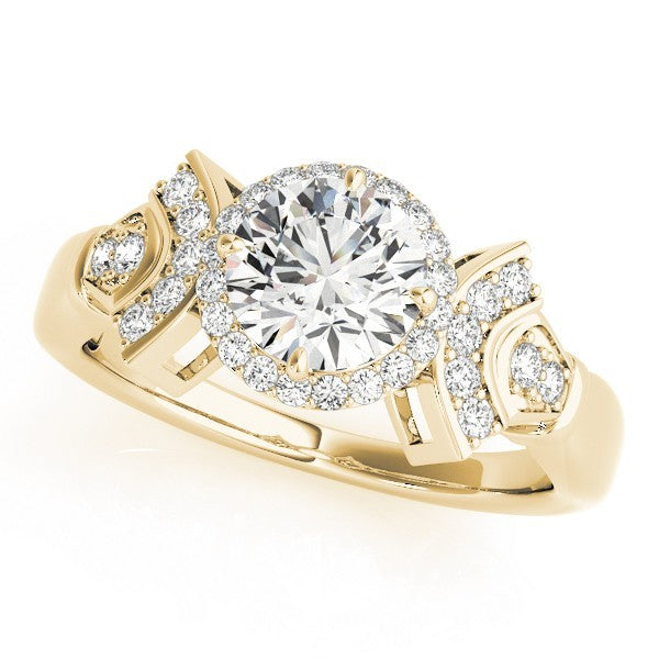 Lab Grown Round Diamond Halo Engagement Ring 18K White Gold