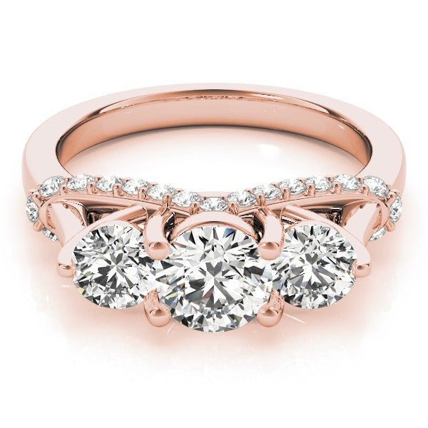 Lab Grown Round Diamond 3 Stone Engagement Ring Platinum 2CT DE/VS