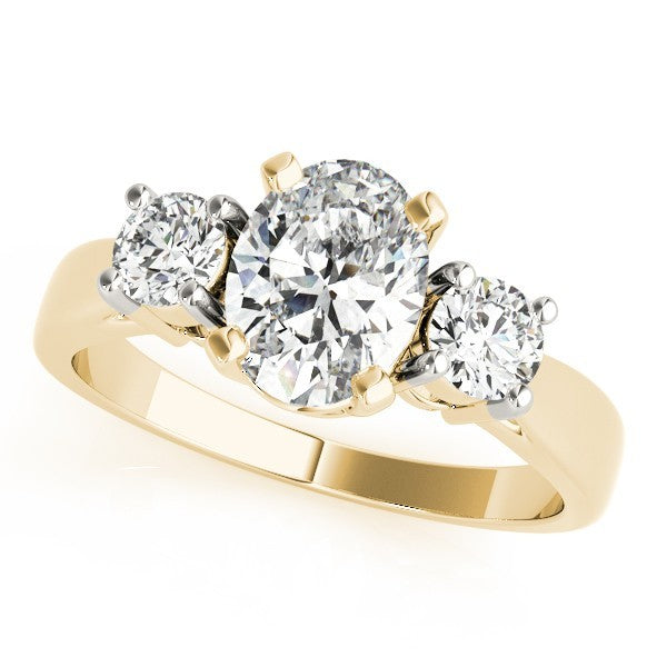 Lab Grown Oval Cut 2 CT DE/VS Diamond Trilogy Engagement Ring Platinum