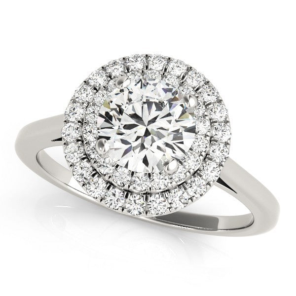 Lab Grown Round Diamond Halo Engagement Ring 18K Yellow Gold