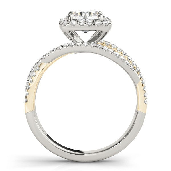 Lab Grown Round Diamond Halo Engagement Ring 18KYellow Gold