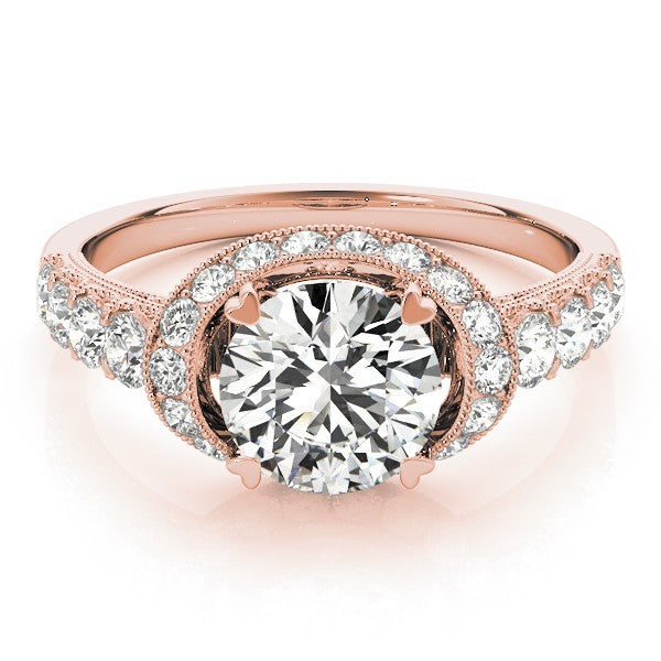 2.00 Ct DE/VS Lab Grown Round Diamond Halo Engagement Ring 18K Yellow Gold
