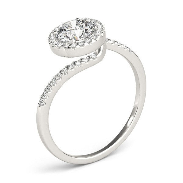 Lab Grown Round Diamond Halo Engagement Ring 18K Yellow Gold